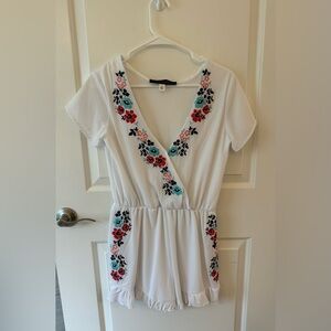 Blue Rain Embroidered Romper
